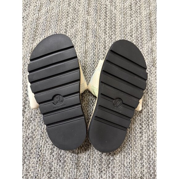 Louis Vuitton Womens Checkered Slide Sandals Beige/Green/Blue Size 38 - Picture 3 of 10
